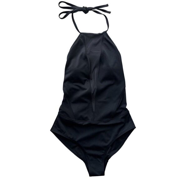 Ted Baker London Black Mesh Panel Halter one piece Swimsuit size 1 - Picture 2 of 10